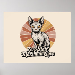 Noll Hår Maximal Kärlek Sphynx Retro Poster