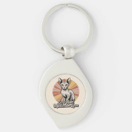 Noll Hår Maximal Kärlek Sphynx Retro Swirl Silverfärgad Nyckelring