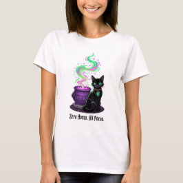 Noll Hokus All Pocus Rolig Katt Häxa Kittel  T Shirt