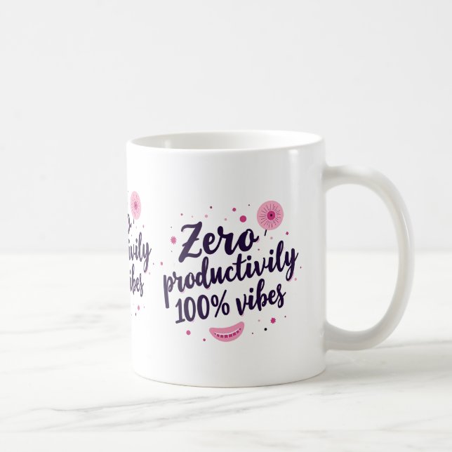 Noll produktivitet 100 % Vibes Aesthetic Quote Kaf Kaffemugg (Höger)