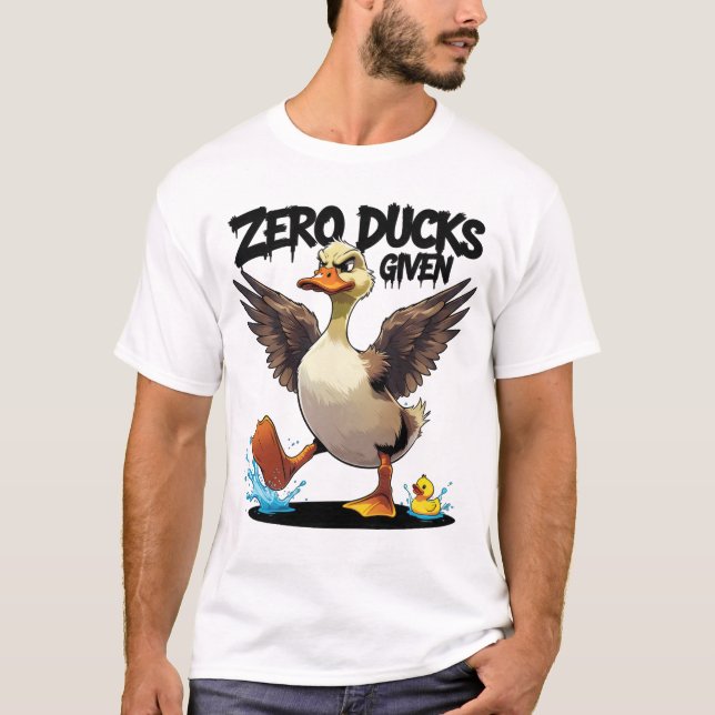 Nolla Ankor Bryr Sig Rolig Grinig Anka T Shirt (Framsida)