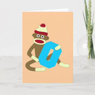 Nolla för sock monkeyMonogrampojke Anteckningskort