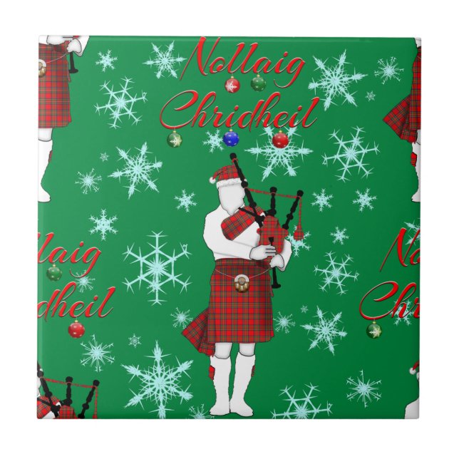 Nollaig Chridheil Scottish God jul Scottis Kakelplatta (Framsidan)