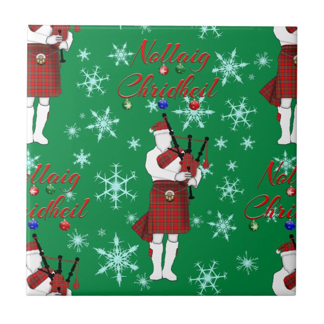 Nollaig Chridheil Scottish God jul Scottis Kakelplatta (Framsidan)