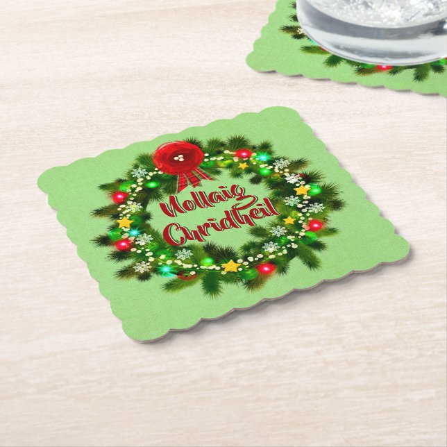 Nollaig Chridheil Scottish jul Underlägg Papper (Vinklad)