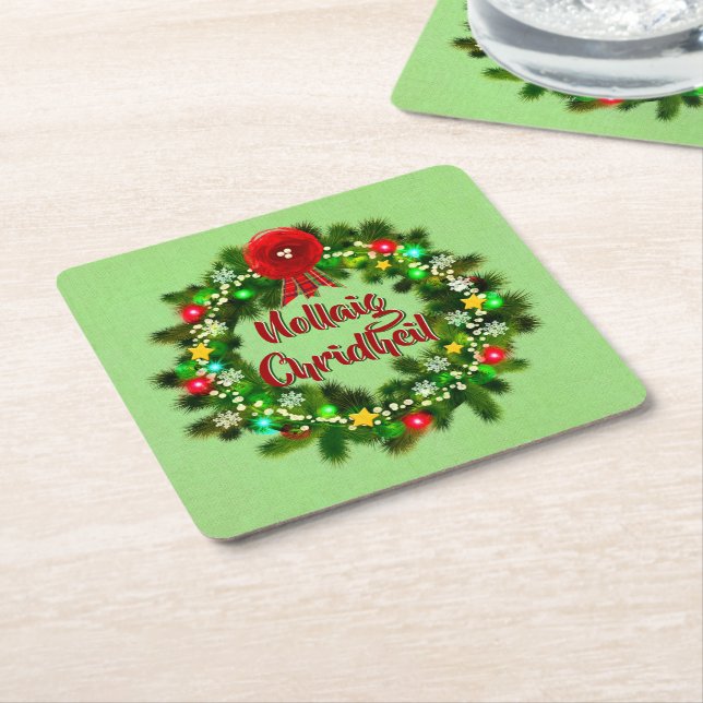 Nollaig Chridheil Scottish jul Underlägg Papper Kvadrat (Vinklad)