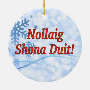 Nollaig Shona Duit! God jul i irländare rf Julgransprydnad Keramik