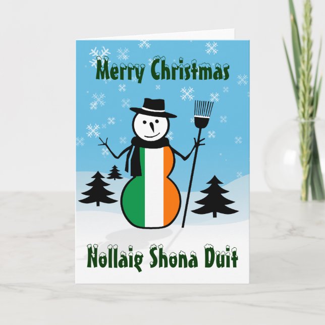 Nollaig Shona Duit God jul Ireland Snögubbe Helgkort (Framsida)