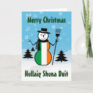 Nollaig Shona Duit God jul Ireland Snögubbe Helgkort