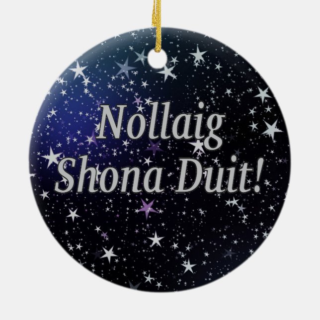 Nollaig Shona Duit! God jul på iriska wf Julgransprydnad Keramik (Baksidan)