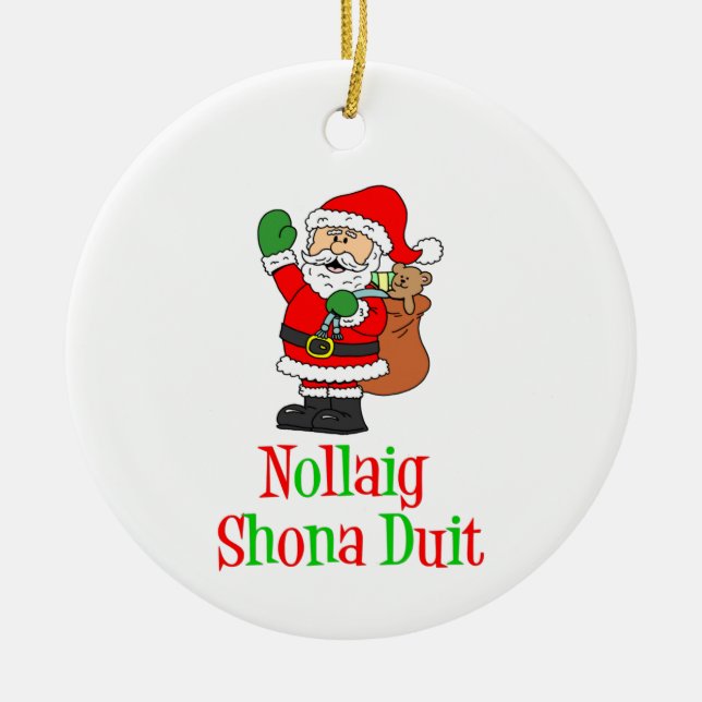 Nollaig Shona Duit Irish jul Ceramic O Julgransprydnad Keramik (Framsidan)
