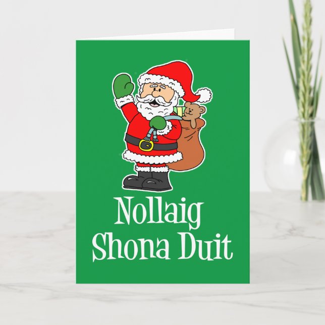 Nollaig Shona Duit Irish jultomten Kort (Framsida)