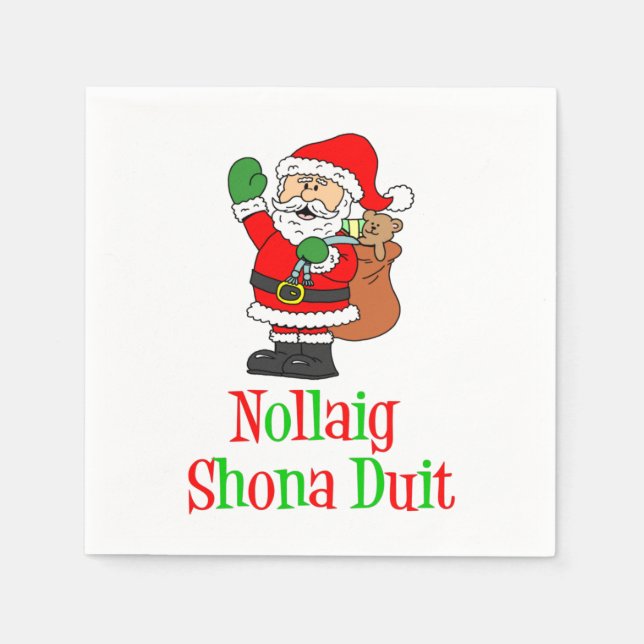 Nollaig Shona Duit Irish jultomten Napkins Pappersservett (Framsidan)
