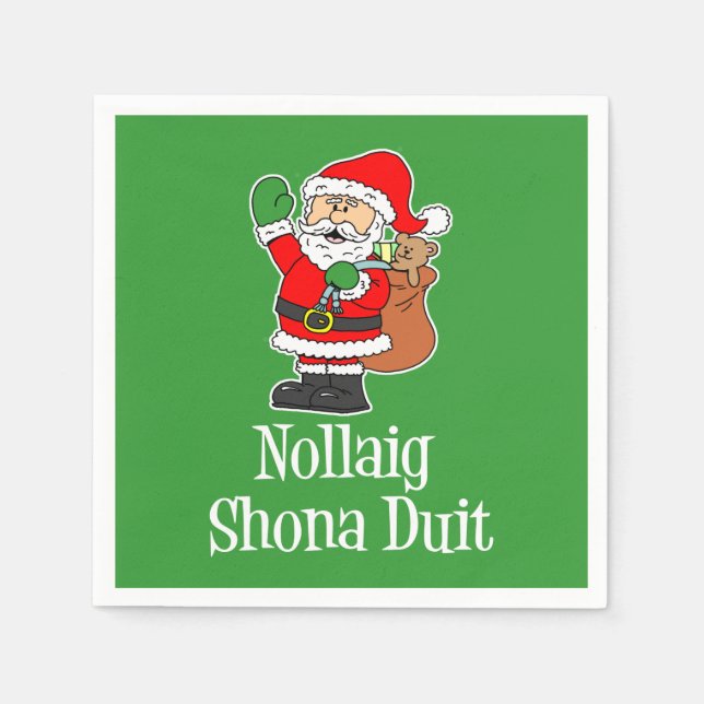 Nollaig Shona Duit Irish jultomten Pappersservett (Framsidan)