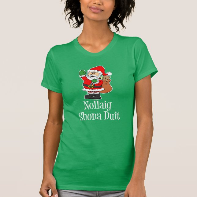 Nollaig Shona Duit irländsk jul Santa T Shirt (Framsida)