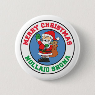 Nollaig Shona Irish Santa Button Knapp