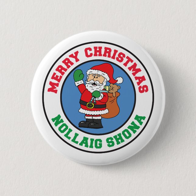 Nollaig Shona Irish Santa Button Knapp (Framsida)