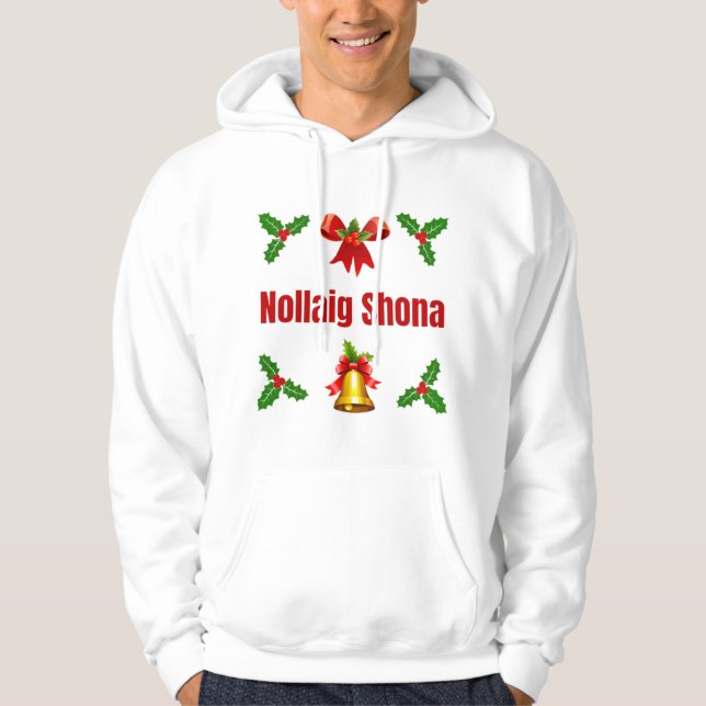 Nollaig Shona - manar-skjorta Hoodie (Framsida)