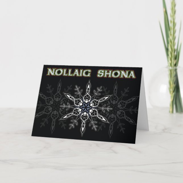 Nollaig Shona svart & silver Helgkort (Framsida)