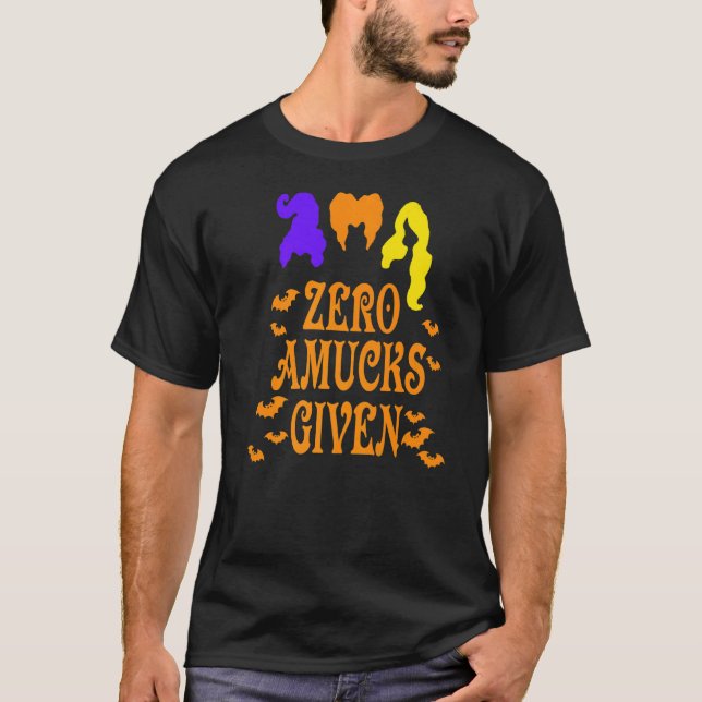 Nollantal Amuck med Fladdermus Witch Halloween T Shirt (Framsida)
