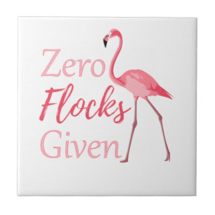 Nollflockar med beteckningen Funny Flamingo Kakelplatta