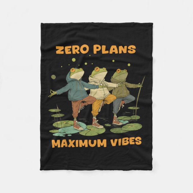 Nollplan Maximalt Vibes Funny Frog Hoodie Chill V Fleecefilt (Framsidan)