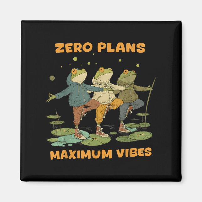 Nollplan Maximalt Vibes Funny Frog Hoodie Chill V Magnet (Framsidan)