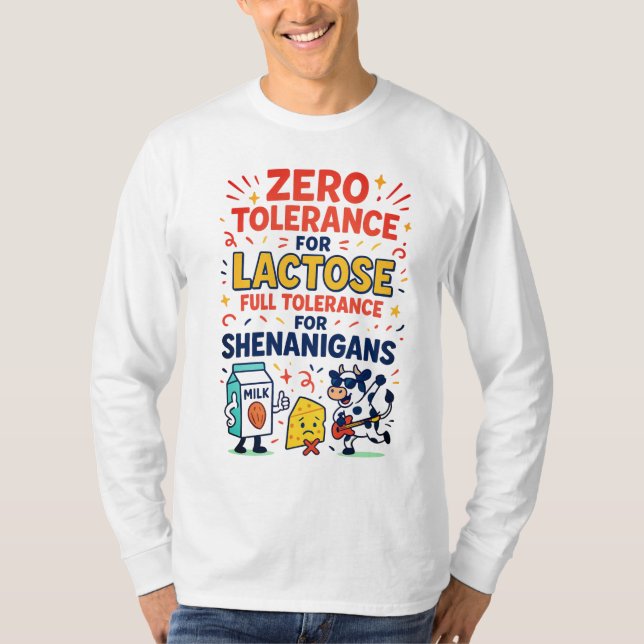 Nolltolerans för Lactose Funny T Shirt (Framsida)