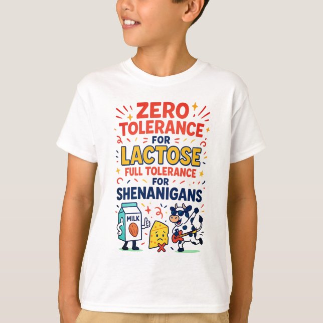 Nolltolerans för Lactose Funny T Shirt (Framsida)