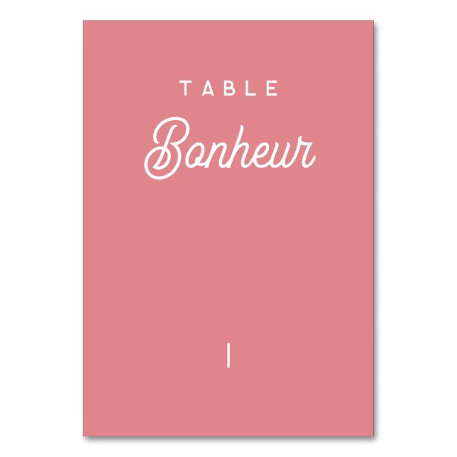 Nom de table Colorus - Rose Bordsnummer (Framsidan)