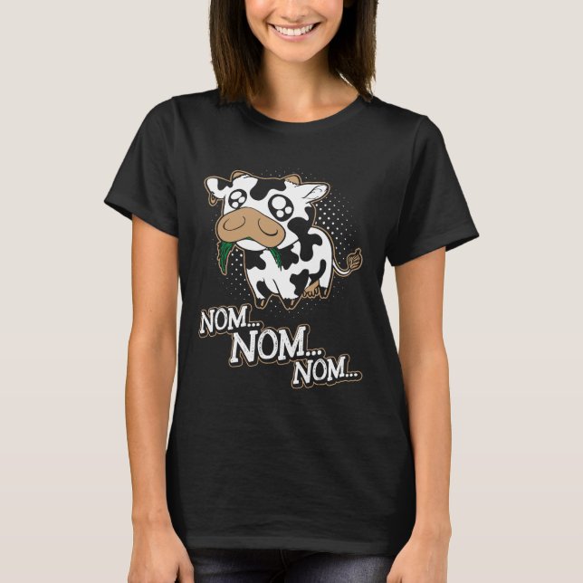 Nom Nom Nom Hungrig Ko T Shirt (Framsida)