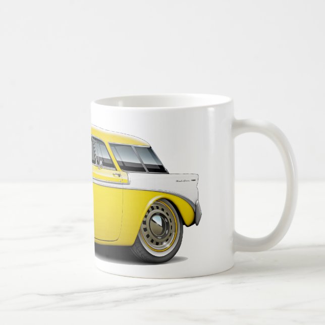 NomadGult-Vit bil 1956 Kaffemugg (Höger)
