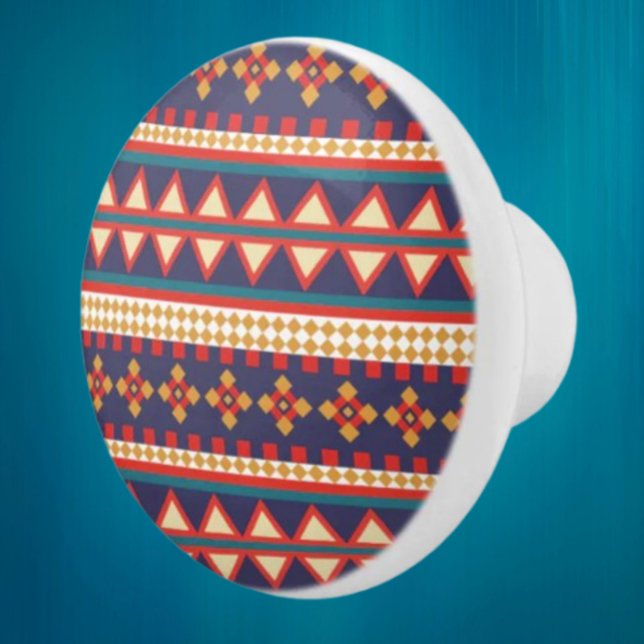 Nomadic Threads | Aztec-mönstrad keramikknapp Knopp (Skapare uppladdad)