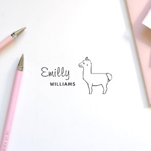 Nombre de animal personalizado de Cute Llama Alpac Självfärgande Stämpel