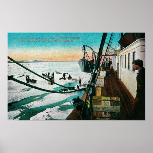 Nome, Alaska Steamer Corwin Unloading Freight Poster (Framsidan)
