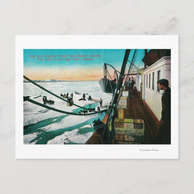 Nome, Alaska Steamer Corwin Unloading Freight Vykort (Framsida)