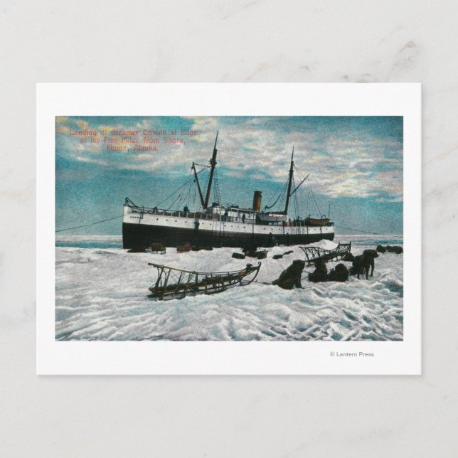 Nome, Alaska View of Steamer on Ice Kant Vykort (Framsida)