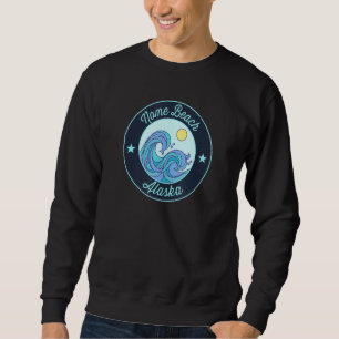 Nome Beach Ak Alaska Souvenir Nautical Surfer Grap Lång Ärmad Tröja