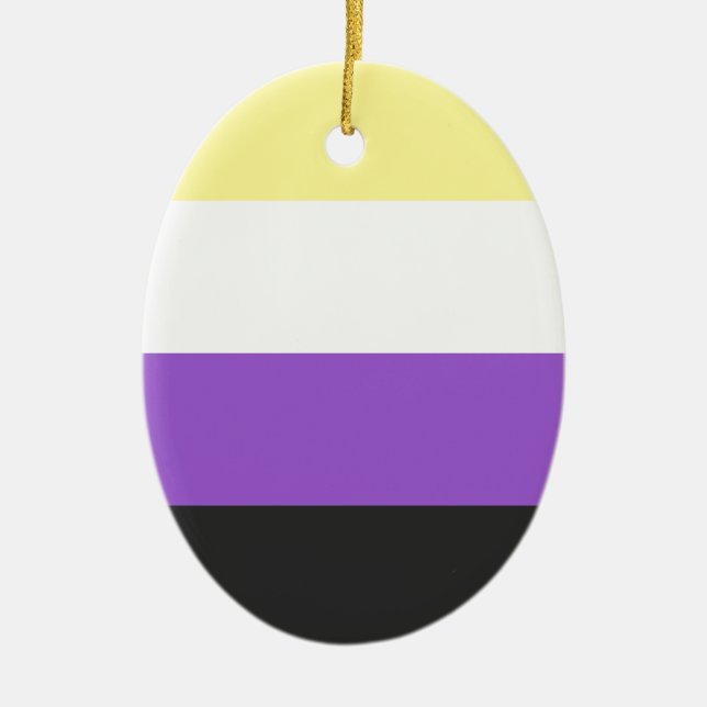 Non-Binär flagga Julgransprydnad Keramik (Framsidan)