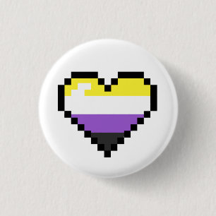 Non binärt 8-Bet Retro pridehjärta Knapp