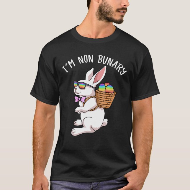 Non Binary Easter LGBT Gay Pride Non Bunary T Shirt (Framsida)