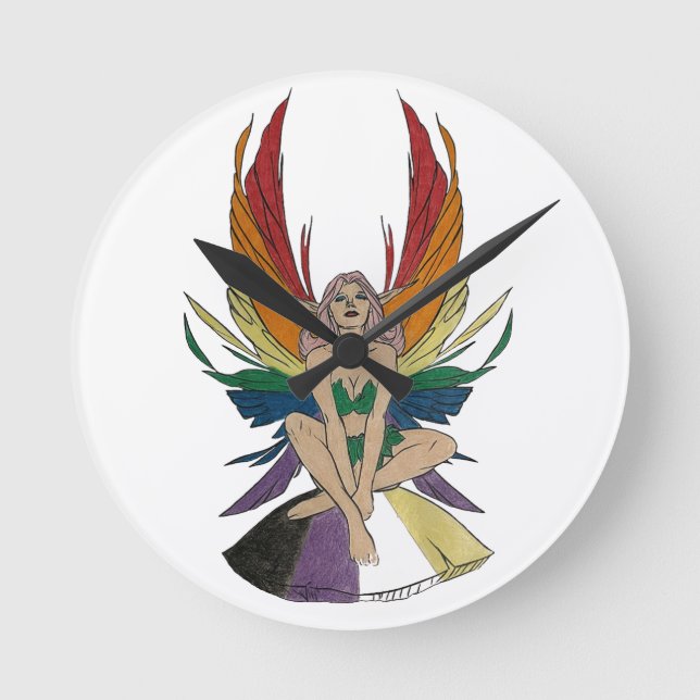 Non-binary Faerie Rund Klocka (Framsida)