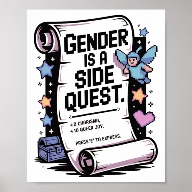 Non-binary Gamer Gender Is A Side Quest Video Game Poster (Framsidan)