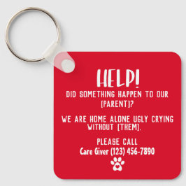 Non-binary Pet Emergency Personalized Keychain Nyckelring