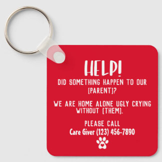 Non-binary Pet Emergency Personalized Keychain Nyckelring