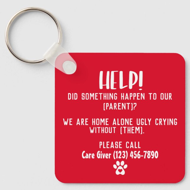 Non-binary Pet Emergency Personalized Keychain Nyckelring (Framsida)