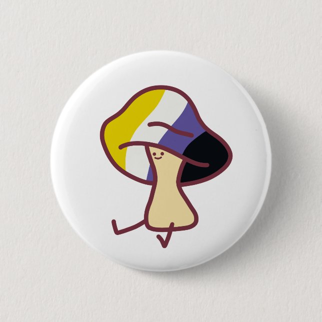 Non-Binary Pride Mushroom Pin  Knapp (Framsida)