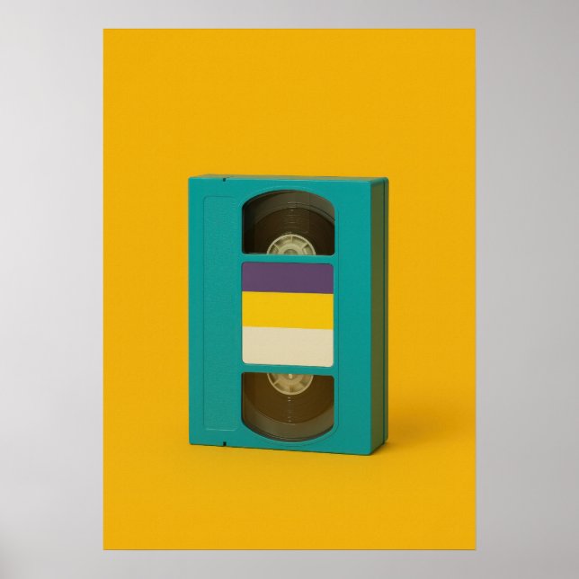 Non-Binary Pride VHS Tape - Retro Pop Art Poster (Framsidan)