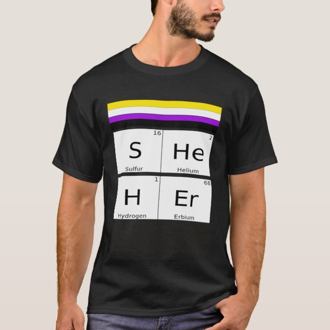 Non-Binary SHEHER Gender Pronouns Preference Ident T Shirt (Framsida)