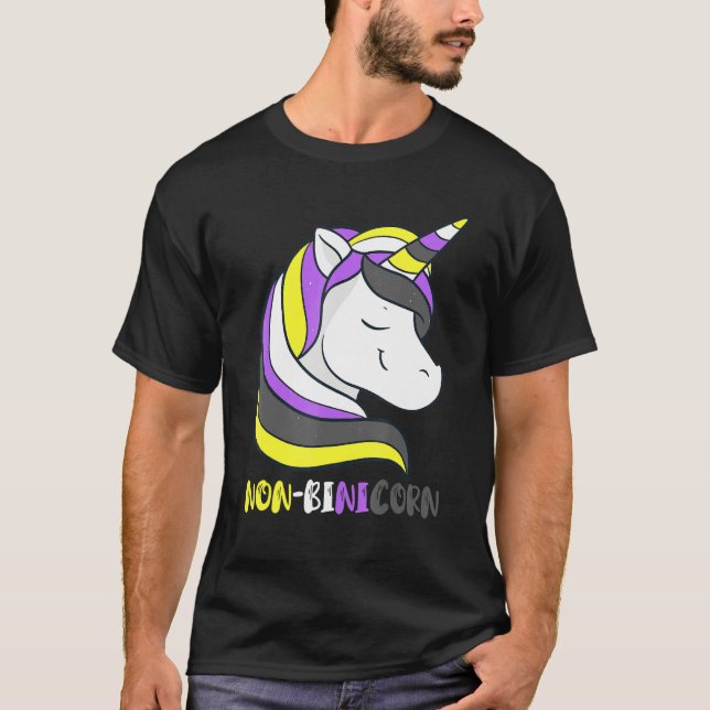 Non Binary Unicorn Smile Lgbt Nonbinary Flag Gende T Shirt (Framsida)